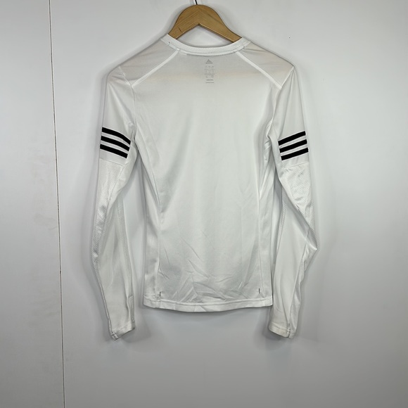 Adidas Response V-Neck Long Sleeve Shirt Womens Size S White Black Stripes - Picture 2 of 7